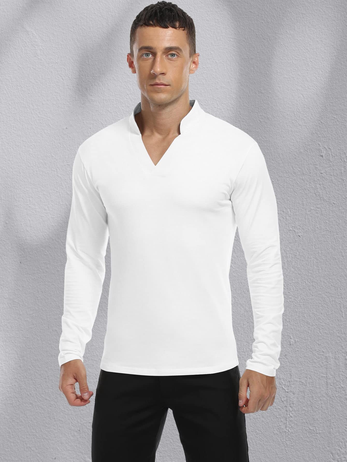 TENTIAL XL ホワイトシャツ　メンズ Amazon.co.jp: メンズTシャツ 男性 無地柄 ノッチネック Tシャツ